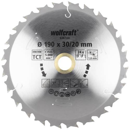 Wolfcraft 6347000 Kreissägeblatt 190 x 30 x 1.8mm Zähneanzahl: 24 1St. Wolfcraft 6347000 Kreissägeblatt 190 x 30 x 1.8mm Zähneanzahl: 24 1St. von Wolfcraft
