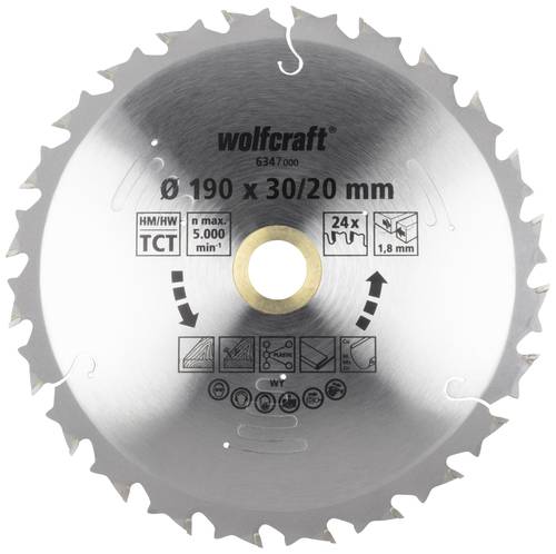 Wolfcraft 6347000 Kreissägeblatt 190 x 30 x 1.8mm Zähneanzahl: 24 1St. von Wolfcraft