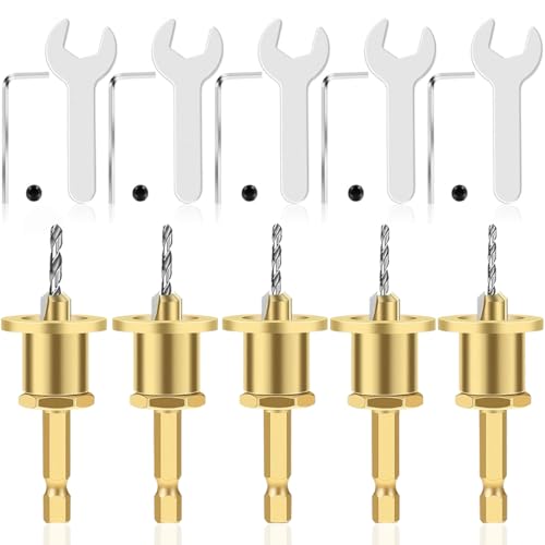 Wolfride 5-teiliges Gold-Sechskantschaft-Stufenbohrer-Set (8 x 2,8/8 x 3/8 x 3,2/8 x 3,5/8 x 4), Endanschlag-Senkerwerkzeug für Metall, Holz, Kunststoff von Wolfride