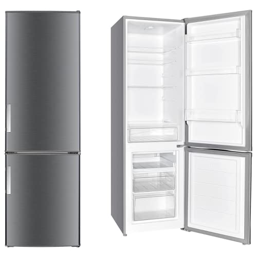 WOLKENSTEIN Kühl-Gefrierkombination WKG188EIX-M | INOX-Design| Nutzinhalt 262L l 4**** Gefrierfach l Höhe 180cm l Breite 55cm l Kühlteil 191L l Gefrierteil 71L l 168 kWh l 40dB l LED Beleuchtung von Wolkenstein