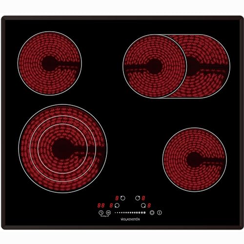 WOLKENSTEIN WEB-C4-3KBG Glaskeramikkochfeld | Bräterzone | Dreikreiszone | Timer | Kindersicherung | Stop & Go Funktion | 9 Heizstufen | 59 cm Breite | 6700 W Leistung WOLKENSTEIN WEB-C4-3KBG Glaskeramikkochfeld | Bräterzone | Dreikreiszone | Timer | Kindersicherung | Stop & Go Funktion | 9 Heizstufen | 59 cm Breite | 6700 W Leistung von Wolkenstein