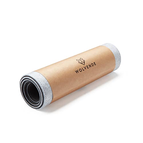 Wolvende Premium Filz Schreibtischunterlage | Groß 40 x 91,4 cm | Multifunktionale Schreibtischunterlage für Home Office | Hellgrau von Wolvende