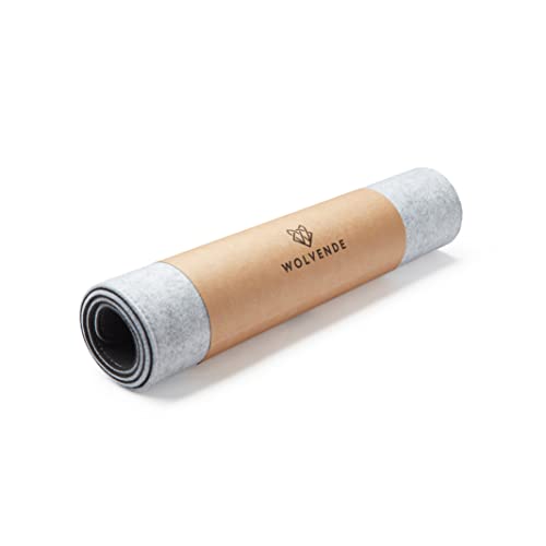 Wolvende Premium Filz Schreibtischunterlage | Medium 30 cm x 90 cm | Multifunktionale Schreibtischunterlage für Home Office | Hellgrau von Wolvende