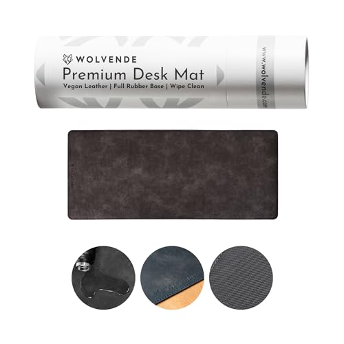 Wolvende Premium-Schreibtischunterlage aus veganem Kunstleder, im Used-Look, multifunktionale Schreibtischunterlage für Heimbüro, Schwarz/Grau, 30 x 70 cm Wolvende Premium-Schreibtischunterlage aus veganem Kunstleder, im Used-Look, multifunktionale Schreibtischunterlage für Heimbüro, Schwarz/Grau, 30 x 70 cm von Wolvende