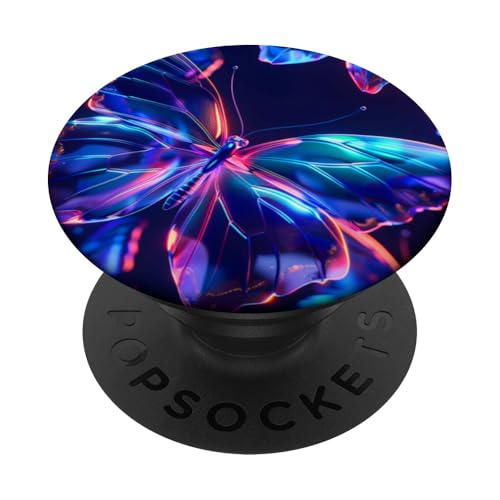 Blaugrün Schmetterlinge Muster Natur Lila Schmetterling PopSockets Klebender PopGrip von Women's Butterflies Accessories With Butterfly Art