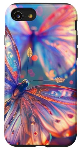 Blaugrün Weiß Schmetterlinge Muster Elegant Natur Schmetterling Hülle für iPhone SE (2020) / 7 / 8 von Women's Butterflies Accessories With Butterfly Art