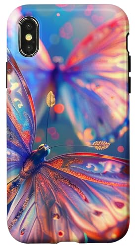 Blaugrün Weiß Schmetterlinge Muster Elegant Natur Schmetterling Hülle für iPhone X/XS von Women's Butterflies Accessories With Butterfly Art