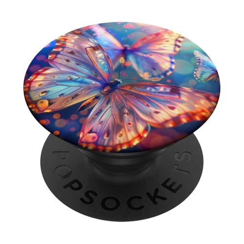 Blaugrün Weiß Schmetterlinge Muster Elegant Natur Schmetterling PopSockets Klebender PopGrip von Women's Butterflies Accessories With Butterfly Art