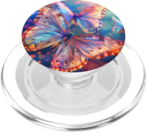 Blaugrün Weiß Schmetterlinge Muster Elegant Natur Schmetterling PopSockets PopGrip für MagSafe von Women's Butterflies Accessories With Butterfly Art