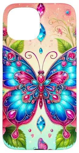 Blumen Schmetterlinge Muster Elegant Natur Rosa Schmetterling Hülle für iPhone 15 von Women's Butterflies Accessories With Butterfly Art