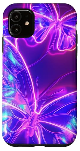 Lila Schmetterlinge Muster Elegant Natur Lila Schmetterling Hülle für iPhone 11 von Women's Butterflies Accessories With Butterfly Art