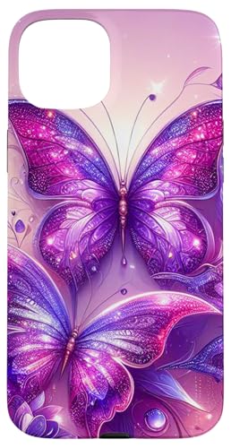 Lila Schmetterlinge Muster Elegant Natur Lila Schmetterling Hülle für iPhone 15 Plus von Women's Butterflies Accessories With Butterfly Art