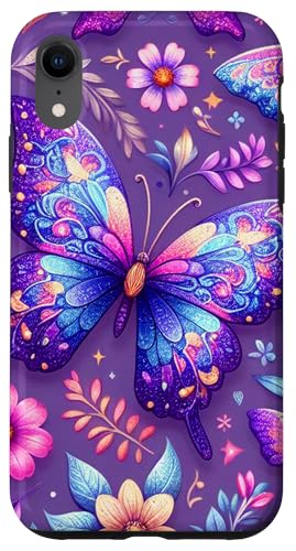 Lila Schmetterlinge Muster Elegant Natur Lila Schmetterling Hülle für iPhone XR von Women's Butterflies Accessories With Butterfly Art