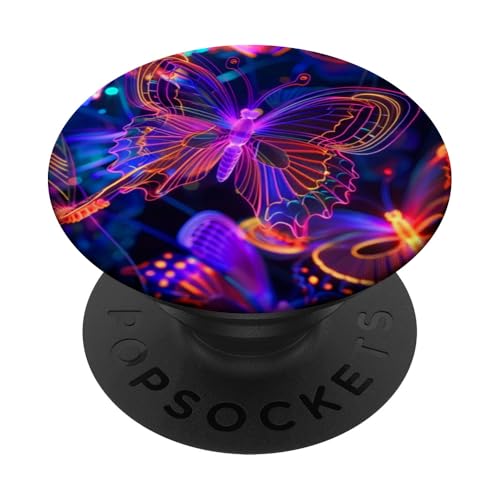 Lila Schmetterlinge Muster Elegant Natur Lila Schmetterling PopSockets Klebender PopGrip von Women's Butterflies Accessories With Butterfly Art