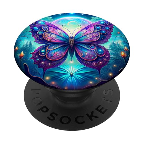 Lila Schmetterlinge Muster Elegant Natur Lila Schmetterling PopSockets Klebender PopGrip von Women's Butterflies Accessories With Butterfly Art