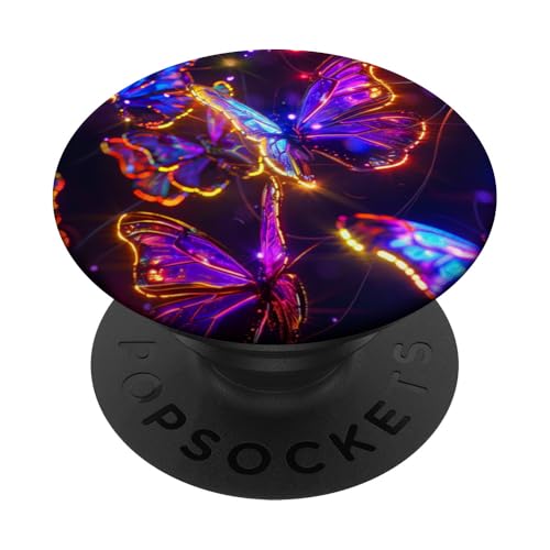 Lila Schmetterlinge Muster Elegant Natur Lila Schmetterling PopSockets Klebender PopGrip von Women's Butterflies Accessories With Butterfly Art