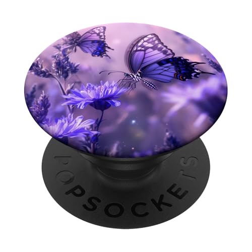 Lila Schmetterlinge Muster Elegant Natur Lila Schmetterling PopSockets Klebender PopGrip von Women's Butterflies Accessories With Butterfly Art