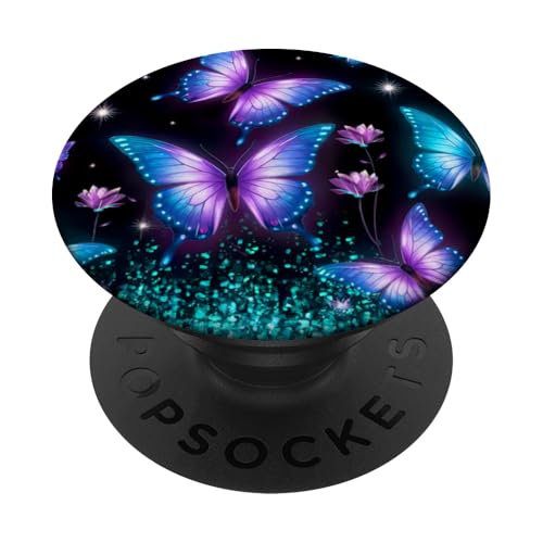 Lila Schmetterlinge Muster Elegant Natur Lila Schmetterling PopSockets Klebender PopGrip von Women's Butterflies Accessories With Butterfly Art
