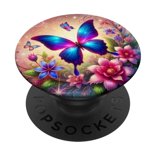 Lila Schmetterlinge Muster Elegant Natur Lila Schmetterling PopSockets Klebender PopGrip von Women's Butterflies Accessories With Butterfly Art