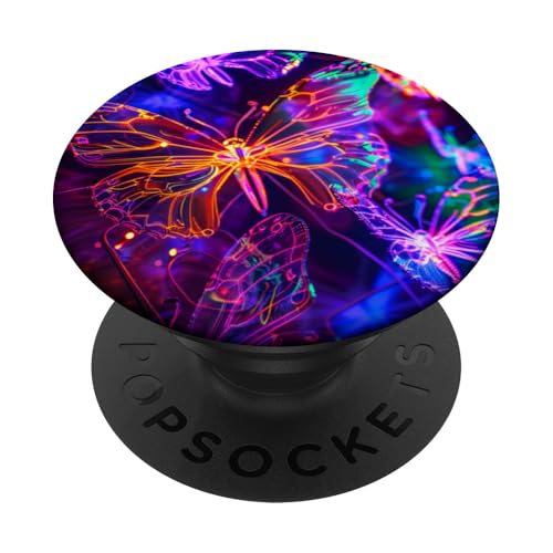 Lila Schmetterlinge Muster Elegant Natur Lila Schmetterling PopSockets Klebender PopGrip von Women's Butterflies Accessories With Butterfly Art