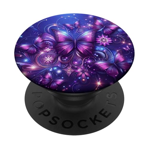Lila Schmetterlinge Muster Elegant Natur Lila Schmetterling PopSockets Klebender PopGrip von Women's Butterflies Accessories With Butterfly Art