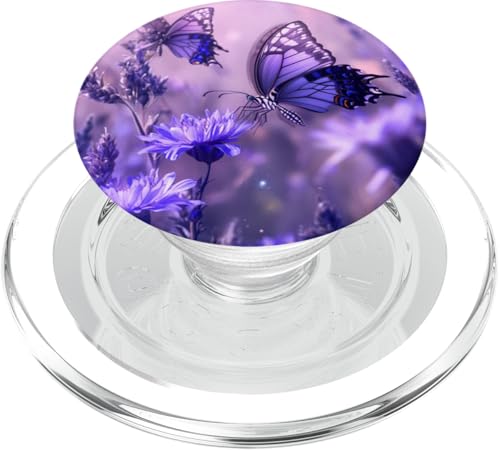 Lila Schmetterlinge Muster Elegant Natur Lila Schmetterling PopSockets PopGrip für MagSafe von Women's Butterflies Accessories With Butterfly Art