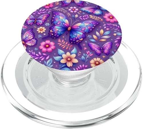 Lila Schmetterlinge Muster Elegant Natur Lila Schmetterling PopSockets PopGrip für MagSafe von Women's Butterflies Accessories With Butterfly Art