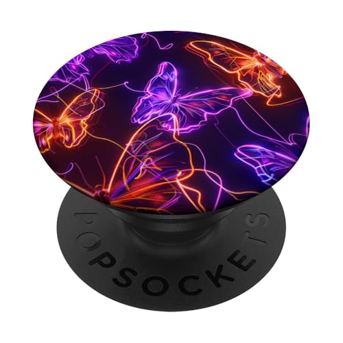 Lila Schmetterlinge Muster Elegant Natur Orange Schmetterling PopSockets Klebender PopGrip von Women's Butterflies Accessories With Butterfly Art