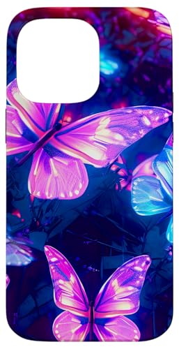 Lila Schmetterlinge Muster Natur Blau Lila Schmetterling Hülle für iPhone 14 Pro Max von Women's Butterflies Accessories With Butterfly Art