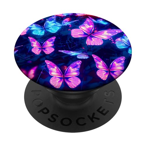 Lila Schmetterlinge Muster Natur Blau Lila Schmetterling PopSockets Klebender PopGrip von Women's Butterflies Accessories With Butterfly Art