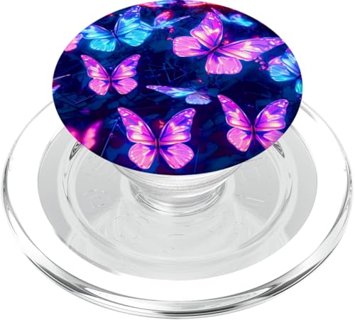 Lila Schmetterlinge Muster Natur Blau Lila Schmetterling PopSockets PopGrip für MagSafe von Women's Butterflies Accessories With Butterfly Art