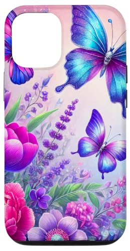 Lila Schmetterlinge Muster Natur Rose Rosa Schmetterling Hülle für iPhone 12/12 Pro Lila Schmetterlinge Muster Natur Rose Rosa Schmetterling Hülle für iPhone 12/12 Pro von Women's Butterflies Accessories With Butterfly Art