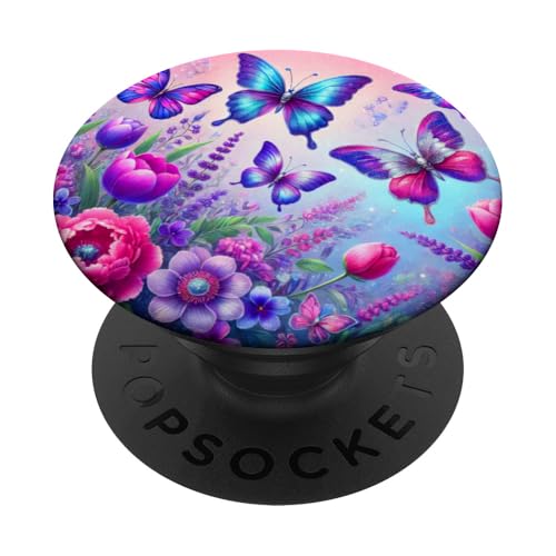 Lila Schmetterlinge Muster Natur Rose Rosa Schmetterling PopSockets Klebender PopGrip von Women's Butterflies Accessories With Butterfly Art