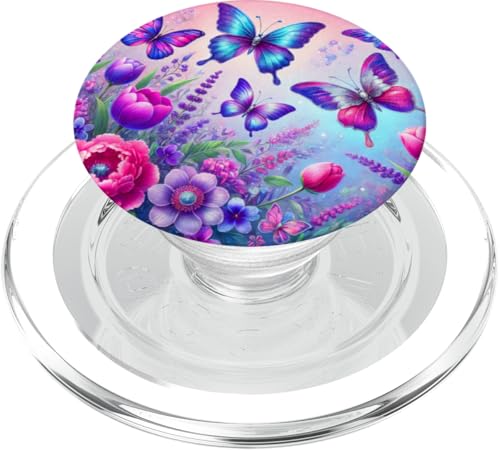 Lila Schmetterlinge Muster Natur Rose Rosa Schmetterling PopSockets PopGrip für MagSafe von Women's Butterflies Accessories With Butterfly Art