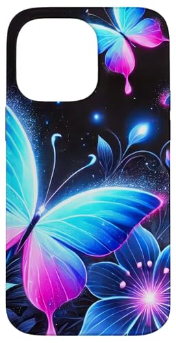 Lila und Blau Schmetterlinge Muster Elegant Natur Schmetterling Hülle für iPhone 14 Pro Max von Women's Butterflies Accessories With Butterfly Art