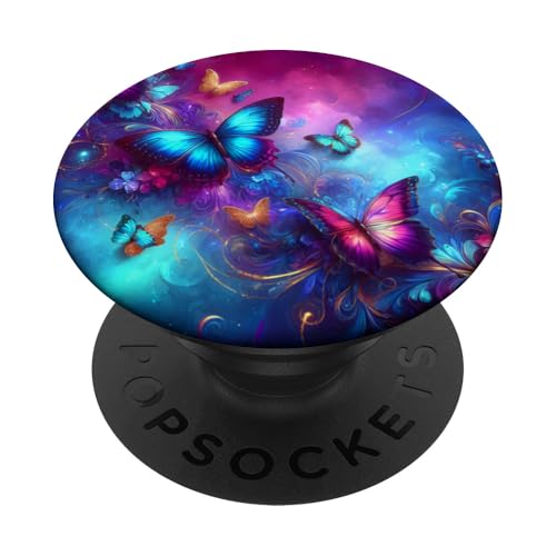 Lila und Blau Schmetterlinge Muster Elegant Natur Schmetterling PopSockets Klebender PopGrip von Women's Butterflies Accessories With Butterfly Art