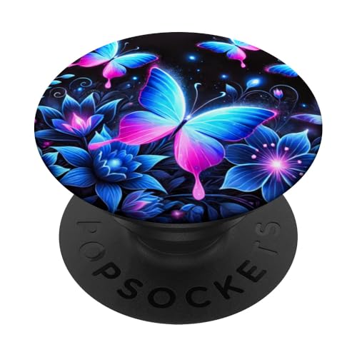 Lila und Blau Schmetterlinge Muster Elegant Natur Schmetterling PopSockets Klebender PopGrip von Women's Butterflies Accessories With Butterfly Art