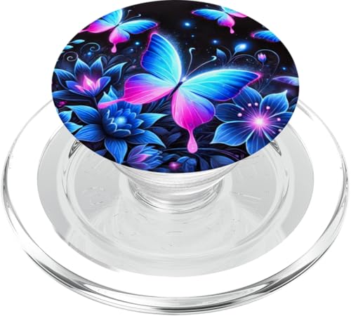 Lila und Blau Schmetterlinge Muster Elegant Natur Schmetterling PopSockets PopGrip für MagSafe von Women's Butterflies Accessories With Butterfly Art
