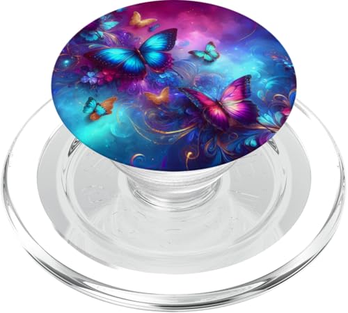 Lila und Blau Schmetterlinge Muster Elegant Natur Schmetterling PopSockets PopGrip für MagSafe von Women's Butterflies Accessories With Butterfly Art
