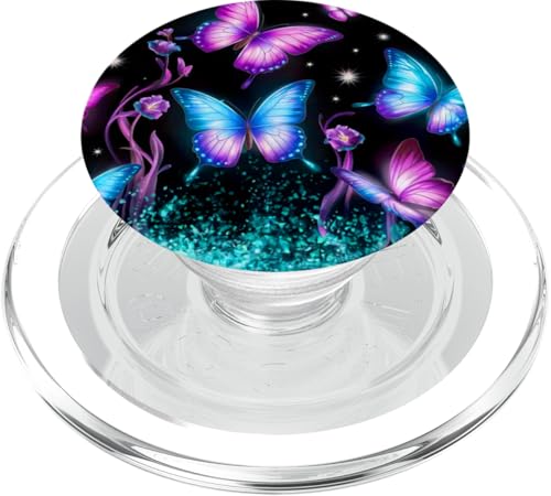 Lila und Blau Schmetterlinge Muster Elegant Natur Schmetterling PopSockets PopGrip für MagSafe von Women's Butterflies Accessories With Butterfly Art