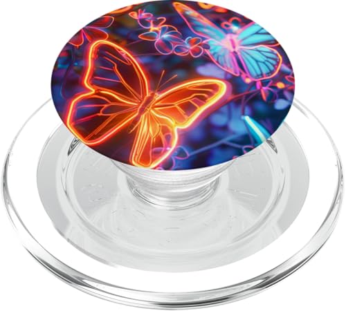 Orange Schmetterlinge Muster Elegant Natur Blau Schmetterling PopSockets PopGrip für MagSafe von Women's Butterflies Accessories With Butterfly Art