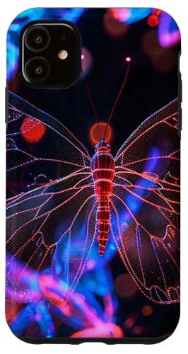 Orange Schmetterlinge Muster Elegant Natur Lila Schmetterling Hülle für iPhone 11 von Women's Butterflies Accessories With Butterfly Art