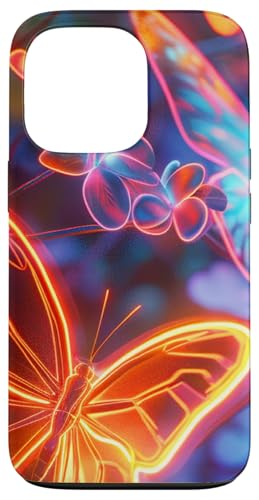 Orange Schmetterlinge Muster Elegant Natur Lila Schmetterling Hülle für iPhone 13 Pro von Women's Butterflies Accessories With Butterfly Art