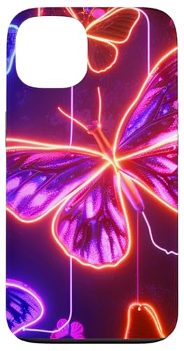 Orange Schmetterlinge Muster Elegant Natur Lila Schmetterling Hülle für iPhone 13 von Women's Butterflies Accessories With Butterfly Art