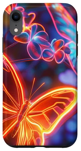 Orange Schmetterlinge Muster Elegant Natur Lila Schmetterling Hülle für iPhone XR von Women's Butterflies Accessories With Butterfly Art