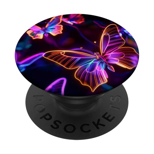 Orange Schmetterlinge Muster Elegant Natur Lila Schmetterling PopSockets Klebender PopGrip von Women's Butterflies Accessories With Butterfly Art