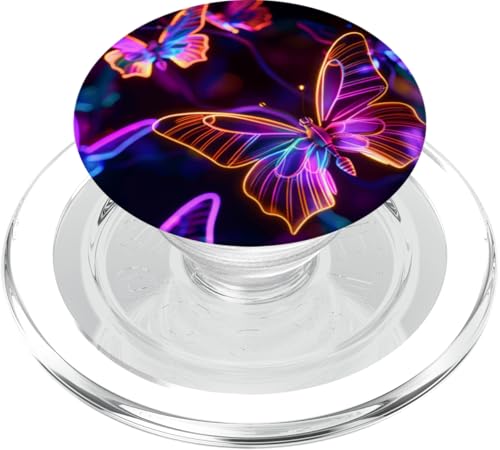 Orange Schmetterlinge Muster Elegant Natur Lila Schmetterling PopSockets PopGrip für MagSafe von Women's Butterflies Accessories With Butterfly Art