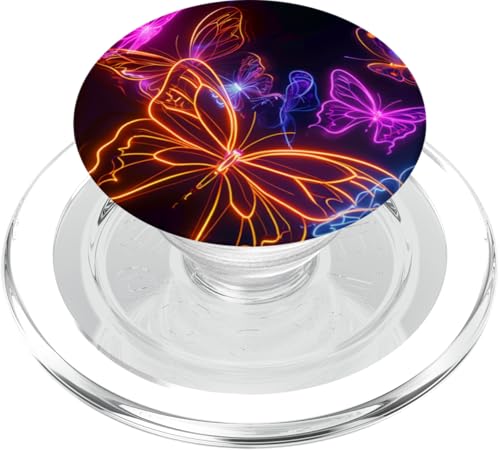 Orange Schmetterlinge Muster Elegant Natur Lila Schmetterling PopSockets PopGrip für MagSafe von Women's Butterflies Accessories With Butterfly Art