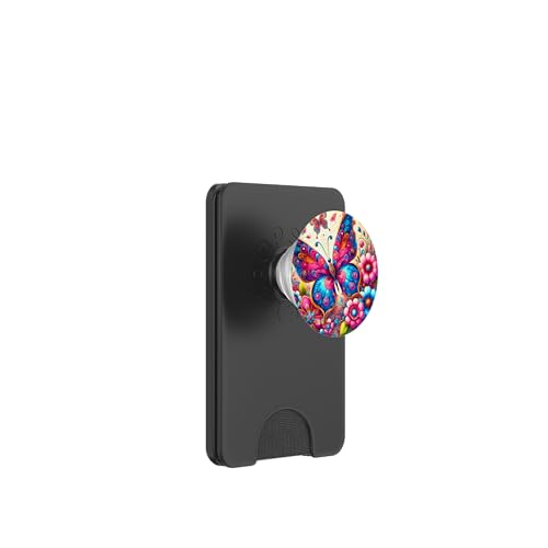 Rosa Blau Schmetterlinge Muster Natur Rosa Blumen Schmetterling PopSockets PopWallet für MagSafe von Women's Butterflies Accessories With Butterfly Art