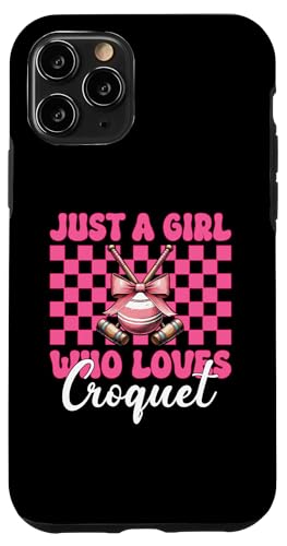 Just A Girl Who Loves Croquet Mom Muttertags-Kokette Schleife Hülle für iPhone 11 Pro von Womens Pink Coquette Bow Croquet Player Gifts